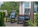 Cozy front porch featuring two rocking chairs with comfortable cushions, creating a perfect spot for relaxation at 2206 Whitworth Rd, Cherryville, NC 28021