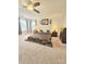 Spacious main bedroom featuring a ceiling fan, neutral walls, and plenty of room for furniture at 2634 Treeline Dr, Concord, NC 28027