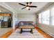 Comfortable living room featuring hardwood floors and a ceiling fan at 3413 Fallston Rd, Shelby, NC 28150