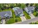 Expansive aerial view showcasing a neighborhood home with an inviting backyard pool at 5723 Lindley Crescent Dr, Indian Trail, NC 28079