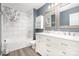 Bathroom featuring double vanity, tub and shower combo, and modern fixtures at 5723 Lindley Crescent Dr, Indian Trail, NC 28079