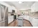 Modern kitchen featuring stainless steel appliances, island, and white cabinetry at 5723 Lindley Crescent Dr, Indian Trail, NC 28079