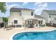 Backyard features a refreshing pool, lounge seating, and patio area perfect for outdoor entertaining at 5723 Lindley Crescent Dr, Indian Trail, NC 28079
