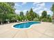 Backyard featuring a large pool, lounge chairs, lush landscaping, and fencing at 5723 Lindley Crescent Dr, Indian Trail, NC 28079