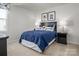 Charming bedroom with blue bedding, playful artwork and matching pillows creates cozy atmosphere at 10112 Florentine Ln, Charlotte, NC 28214