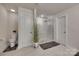 Modern bathroom featuring a glass-enclosed shower, stylish tile flooring, and a separate toilet area at 1195 Cavalier Ln, Rock Hill, SC 29730