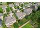 Aerial shot showcasing the neighborhood, tree-lined streets, well-manicured lawns and proximity to amenities at 133 Yellowbell Rd, Mooresville, NC 28117
