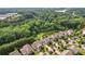 Real estate aerial view of homes backing to green space and pond at 133 Yellowbell Rd, Mooresville, NC 28117
