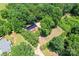 Aerial view of property showing home surrounded by dense trees and open fields at 1773 Baldwin Ln, Lincolnton, NC 28092