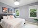 Relaxing bedroom with decor, large windows, and neutral gray walls at 314 Southern Cross Ln, Matthews, NC 28105