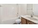 Clean bathroom featuring a vanity with sink, toilet and bathtub at 5002 Abode Lily Ln, Charlotte, NC 28227