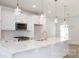 Modern kitchen with stainless steel appliances, white cabinets, and pendant lighting at 512 Beverly Cir, Charlotte, NC 28270