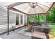 Relaxing outdoor patio area with comfortable seating, covered canopy, and view of the backyard at 5400 Groveton Ct, Charlotte, NC 28269