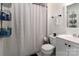 Well-maintained bathroom with shower, toilet, and vanity at 6206 Clearwater Dr, Indian Trail, NC 28079