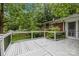 Wooden back deck overlooking a yard with foliage and an iron decorative fence at 6207 Robinson Church Rd, Charlotte, NC 28215