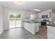 Modern kitchen with stainless steel appliances, white cabinets, and an eat-in island at 7806 Mcgarry Trl, Charlotte, NC 28214