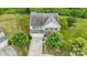 An aerial view of a two-story home with a two-car garage, driveway, and well-maintained lawn at 8400 Empress Ct, Charlotte, NC 28227
