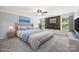 Serene main bedroom with a king bed, modern decor, and a feature wall at 8400 Empress Ct, Charlotte, NC 28227