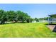 Spacious backyard with lush green grass and mature trees at 2031 36Th Ne St, Hickory, NC 28601