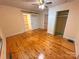 Spacious bedroom with hardwood floors, ceiling fan, and closet at 2131 E Nc 10 Hwy, Conover, NC 28613