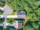 Aerial view of the home and surrounding neighborhood, with lush greenery at 2215 Henery Tuckers Ct, Charlotte, NC 28270