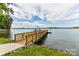 A serene dock extends into the water, providing access to waterfront activities and beautiful lake views at 303 Northwest Dr, Davidson, NC 28036