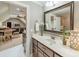 Updated bathroom with a spacious vanity and view into the Gathering room at 4075 Crepe Ridge Dr, Denver, NC 28037