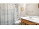 Bright bathroom featuring a shower-tub combo, single sink vanity and neutral wall color at 4115 Birkshire Hts, Fort Mill, SC 29708