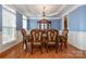 Dining room features a large dark wood table with seating for six, surrounded by blue walls at 4201 Amber Leigh Way Dr, Charlotte, NC 28269