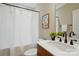 Bathroom featuring a single vanity sink, with a framed picture above the toilet at 6277 Raven Rock Dr, Denver, NC 28037