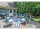 A charming patio with a grill, cozy seating, and serene wooded views at 9928 Raddington Ln, Charlotte, NC 28269