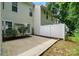 Private backyard features a patio, green space, and a white privacy fence, perfect for relaxation and recreation at 10867 Garden Oaks Ln, Charlotte, NC 28273