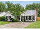 Inviting single-story house with a gray exterior, black shutters, and manicured front yard at 12013 Dolomite Dr, Pineville, NC 28134