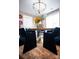 Chic dining room showcasing a round table, stylish lighting, and elegant decor, creating a welcoming atmosphere at 12150 Plover Dr, Charlotte, NC 28269