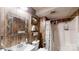Compact bathroom featuring a vanity, toilet, mirror and a shower with a floral curtain at 139 Cricket Creek Dr, Cherryville, NC 28021