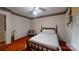 Bedroom with a white bed frame, chair, and an orange carpet at 139 Cricket Creek Dr, Cherryville, NC 28021