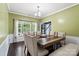 Inviting dining room featuring wainscoting, natural light, and ample seating at 1543 Newfound Hollow Dr, Charlotte, NC 28214
