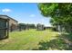 Backyard features a chicken coop, grass area, and classic wooden fencing at 3340 Emerald Pointe Ct, Monroe, NC 28110