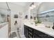 Modern bathroom with double vanity, frameless shower, and updated fixtures at 3340 Emerald Pointe Ct, Monroe, NC 28110
