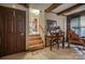 Entryway with staircase, desk, and tiled flooring provides a warm welcome at 40 Old Rd, Taylorsville, NC 28681
