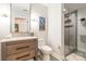 Well-appointed bathroom with a vanity and a modern glass shower at 401 N Church St # 201, Charlotte, NC 28202