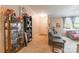 A neutral living room featuring cozy seating, carpet, and built-in shelving at 4373 Wentz Rd, Maiden, NC 28650