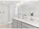 Bathroom with double sink vanity and glass enclosed shower at 492 Switch St # 82 Ty, York, SC 29745