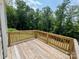 Wooden deck with railing overlooking a lush, green backyard; perfect for outdoor entertaining and relaxing at 7601 Hammond Dr, Charlotte, NC 28215