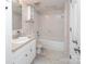 Bathroom featuring a shower and tub combination, vanity with sink and ample storage at 8618 Rittenhouse Cir, Charlotte, NC 28270
