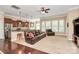 Living space with hardwood floors, a modern kitchen, and a cozy living room area at 1397 Tupelo Rd, Clover, SC 29710