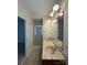 Bright bathroom featuring double sink vanity and glass enclosed shower at 1423 Napa Nw St, Concord, NC 28027