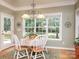 Bright dining nook with a view of the lush backyard and new hardwood floors at 155 Culpeze Rd, Mooresville, NC 28117