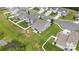 Aerial view of a house and pond showcasing its neighborhood location at 196 Sutters Mill Dr, Troutman, NC 28166