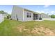 Rear view of a home with a screened porch and green lawn in a residential setting at 196 Sutters Mill Dr, Troutman, NC 28166